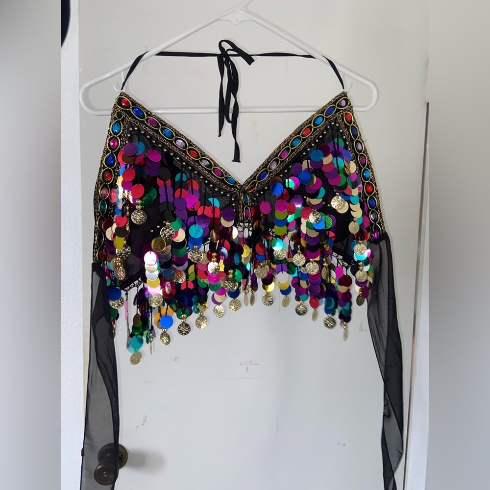 Sequin fringe festival top